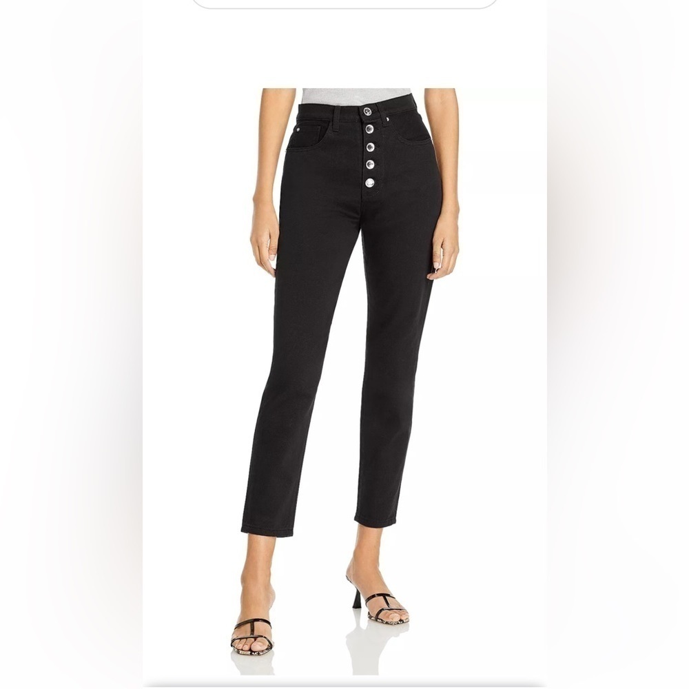 NWT Revolve WeWoreWhat Black Jeans Crystal Buttons size 25